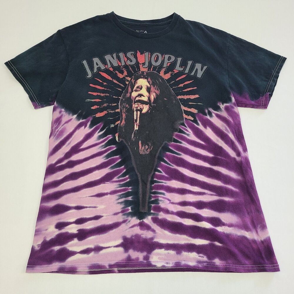 Janis Joplin Mens Small Band Tour Promo T Shirt Black Tie Dye Merch 60s Rock